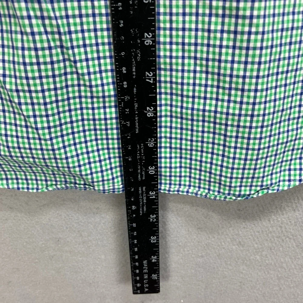 Ralph Lauren Shirt Mens M Green Blue Custom Fit Gingham Check Button Down Preppy